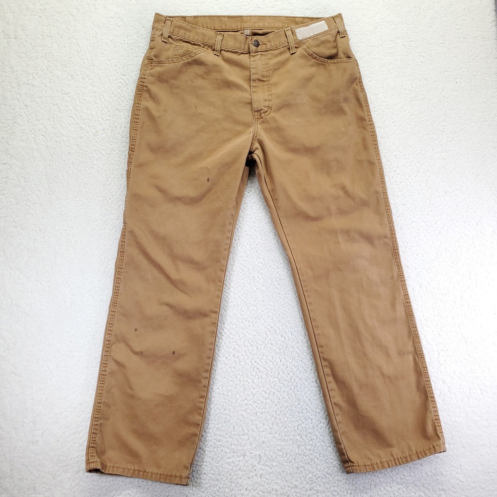 Dickies Mens Brown‎ Duck Canvas Work Pants Straight Leg Utility 34x30 LU239RBD